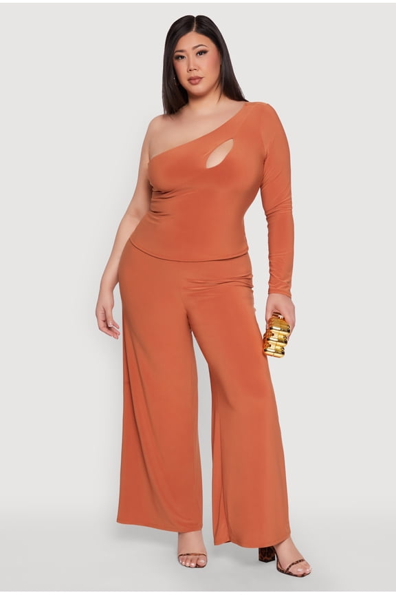 Womens Plus Size Wide Waist Palazzo Pants