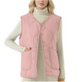 thumbnail image 1 of Womens Plus Size Winter Vest Fleece Fall Warm Sleeveless Quilted Jackets Thicken Button Down Padded Outerwear Coat Pink, 3XL, 1 of 7
