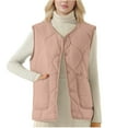 thumbnail image 1 of Womens Plus Size Winter Vest Fleece Fall Warm Sleeveless Quilted Jackets Thicken Button Down Padded Outerwear Coat Watermelon Red, S, 1 of 7