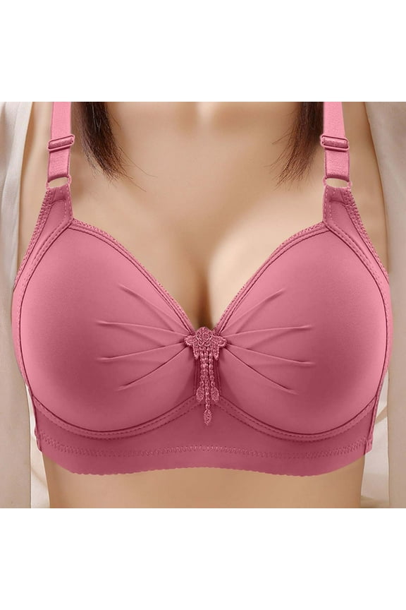 Womens Plus Size Wireless Bra Push Up Comfort Breathable Daily Full Coverage Bra Ladies Bra (44C/100C, Red)