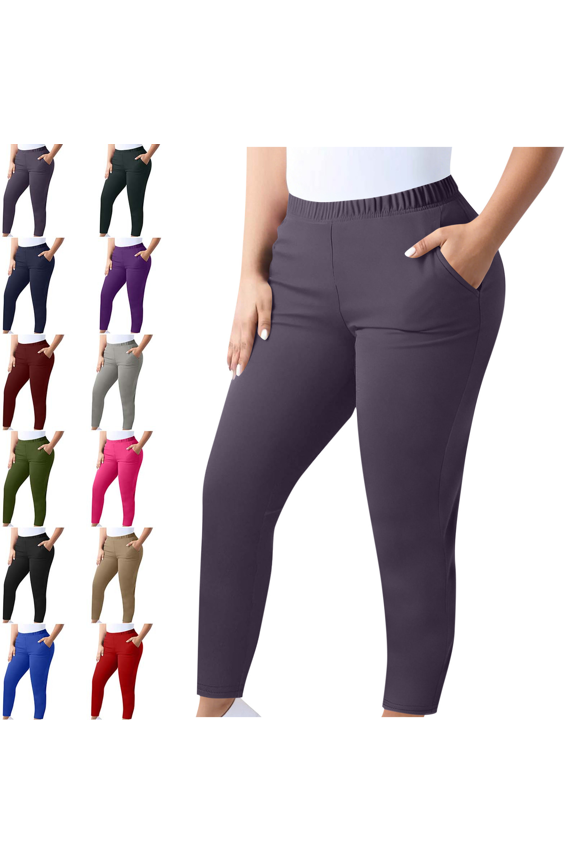 Womens Plus Size Workout Leggings Elastic Waist High Waisted Lounge Tummy Control Gym Yoga Pants Fitness Sport Active Ankle Pants Size L-5XL