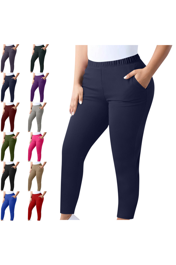 Womens Plus Size Workout Leggings Elastic Waist High Waisted Lounge Tummy Control Gym Yoga Pants Fitness Sport Active Ankle Pants Size L-5XL