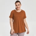 thumbnail image 1 of Womens Plus Size Workout Tops, Hooded Short Sleeve Shirt, Breathable Quick-Dry Yoga Top with Sun Protection, Loose-Fit Casual Sports Shirt, 1 of 6