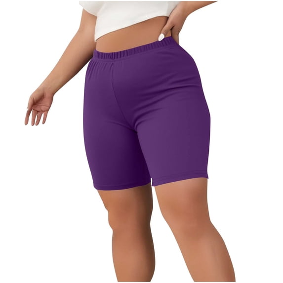 Womens Plus Size Yoga Workout Shorts Elastic Waist 3 Inch Biker Shorts Stretchy Running Gym Short Leggings