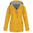 thumbnail image 1 of Womens Plus Size Zipper Up Jackets with Hooded Pockets S-5X Casual Waterproof Raincoats Solid Stripe Lined Long Sleeve Outerwear Coats, 1 of 5