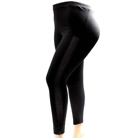 Verona Couture Womens Plus Size black Leggings with Elegant lace Panel Stretch High Waisted Pull on Leggings Vc-161223