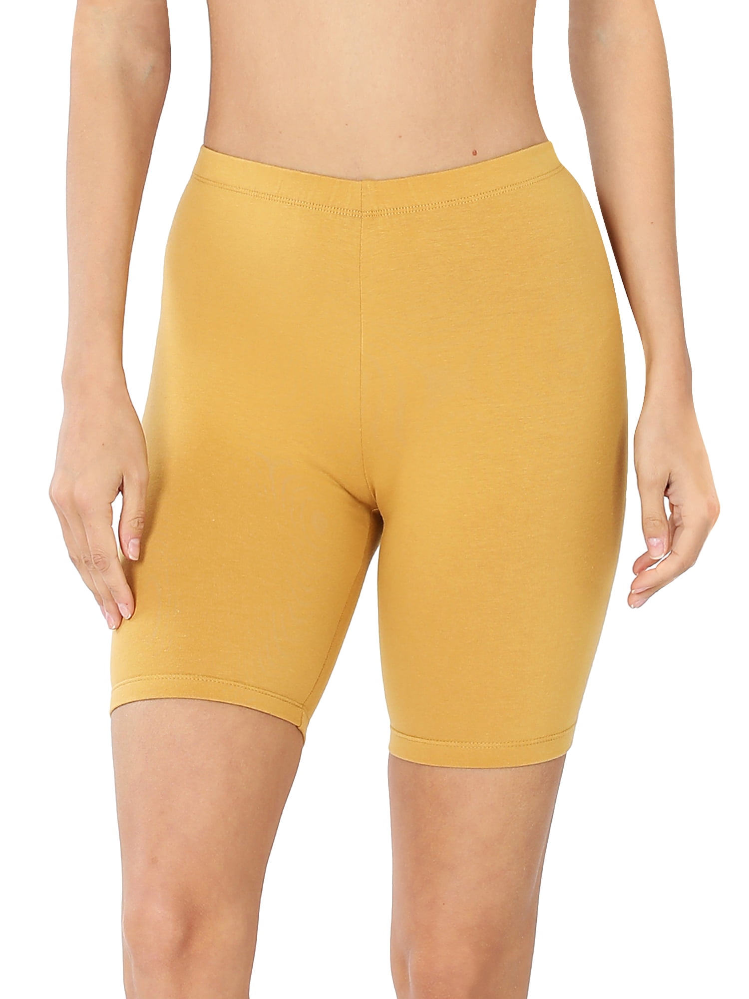 Womens & Plus Soft Cotton Stretch Knee Length Leggings Fitness Sport Biker Shorts