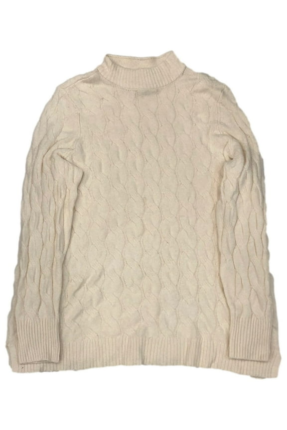 Womens Plus Soft Ivory Cable Knit Pull-Over Sweater 1X