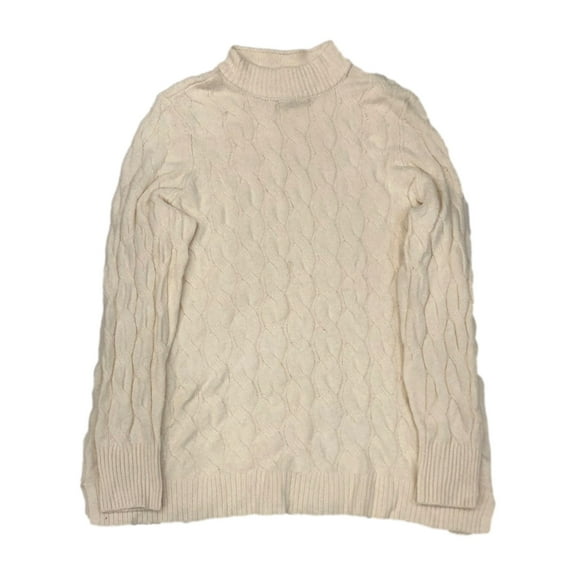 Womens Plus Soft Ivory Cable Knit Pull-Over Sweater 3X