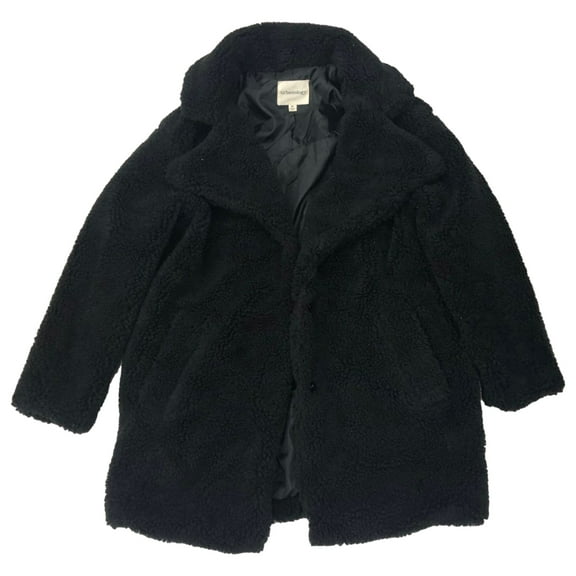 Womens Plush Black Faux Sherpa Winter Coat Jacket Medium