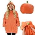 thumbnail image 1 of Womens Plush Blanket Hoodie 2-in-1 Oversized Hoodies Pillow Long Sleeve Sweatshirt Mens Adult Halloween Holiday Gift Orange, M, 1 of 7
