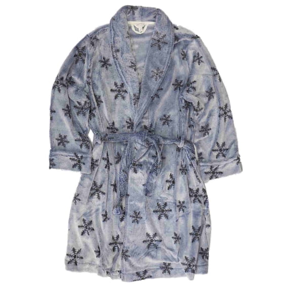 Womens Plush Blue Gray Star Bathrobe House Coat Bath Robe X-Large