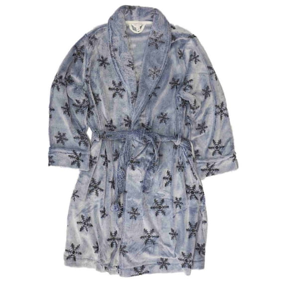 Womens Plush Blue Gray Star Bathrobe House Coat Bath Robe XX-Large