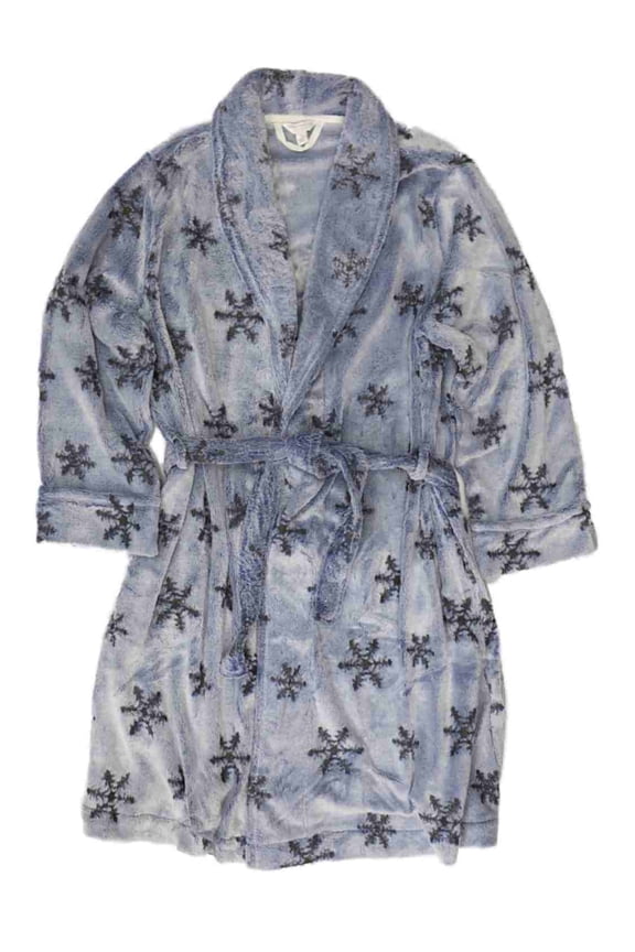 Womens Plush Blue Gray Star Bathrobe House Coat Bath Robe XX-Large