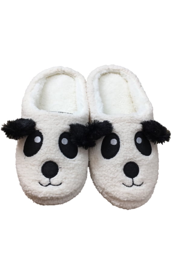 Womens Plush Faux Fur Panda Bear Memory Foam Slippers Character House Shoes 9-11