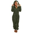 thumbnail image 1 of Womens Plush Fleece Onesies Pajamas Jumpsuit Warm Fuzzy Sherpa Romper Sleepwear One Piece Zip Up Hooded Playsuit Loungewear, 1 of 5