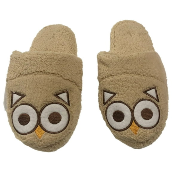 Womens Plush Fuzzy Brown Owl Slippers Suffs Medium (6-7)