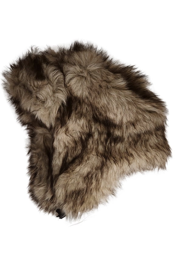 Womens Plush Fuzzy Brown Trapper Hat Cap