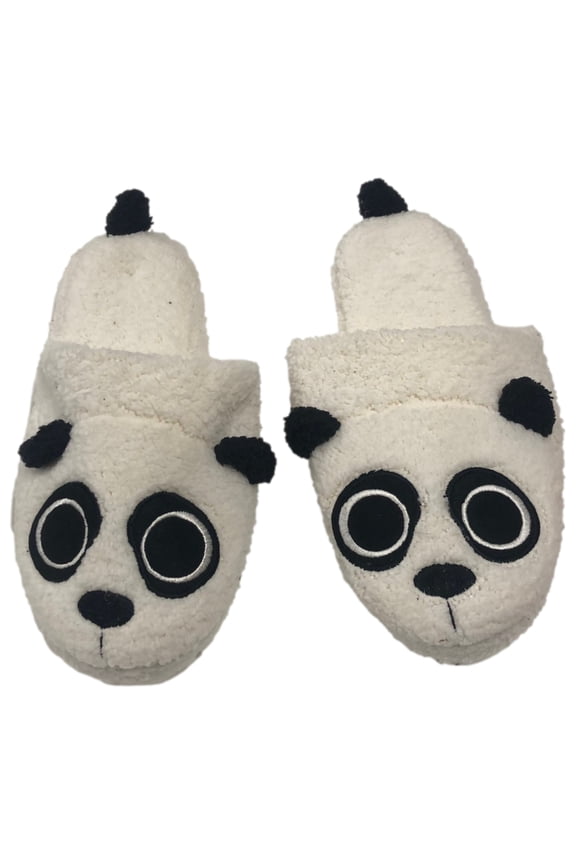 Womens Plush Fuzzy White Panda Bear Slippers Suffs Medium (6-7)