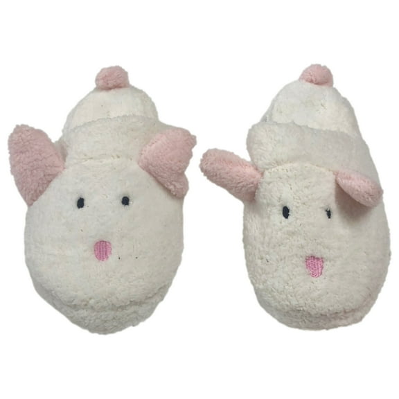 Womens Plush Fuzzy White Puppy Dog Slippers Suffs Medium (6-7)