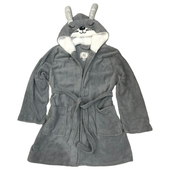 Womens Plush Gray Bunny Rabbit Animal Bathrobe House Coat Bath Robe L/XL