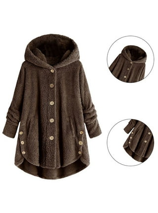 Cozy fleece outlet hooded button coat