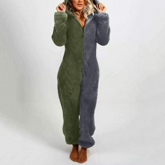 Womens Plush Hooded Jumpsuit Sherpa Fuzzy Pajamas 2023 Plus Size Long Sleeve Cute Cat One Piece Onesie Winter Warm Rompers Sleepwear