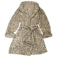 thumbnail image 1 of Womens Plush Ivory & Brown Leopard Print Bathrobe House Coat Bath Robe X-Large, 1 of 2