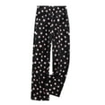thumbnail image 1 of Womens Plush Pajama Pants Flannel Elastic Waist Fuzzy Fleece Lounge Print Pants Cozy Cute Winter Warm Pj Bottoms (XXL, Black), 1 of 8