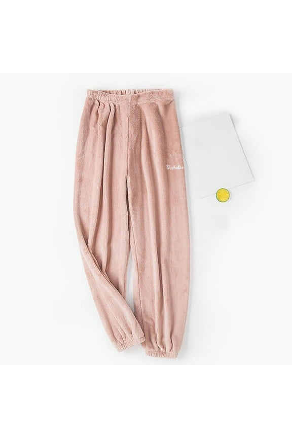 Womens Plush Pajama Pants Soft Fuzzy Fleece Thermal Pjs Sleepwear Pant Elastic Waist Cozy Thick Warm Long Trousers Cold Weather Loungewear & Homewear Fall Winter Classic Clothing