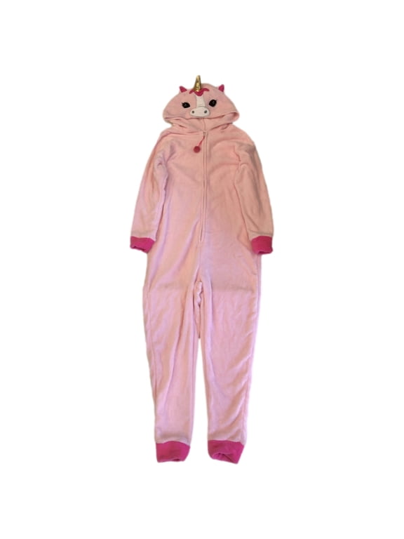Womens Plush Pink Unicorn One Piece Pajamas Blanket Sleeper Union Suit Large