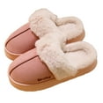 thumbnail image 1 of Womens Plush Slippers Warm Lined Slip on House Shoes Scuff Slipper Comfy Platform Memory Foam Winter Slides Pink 7, 1 of 4