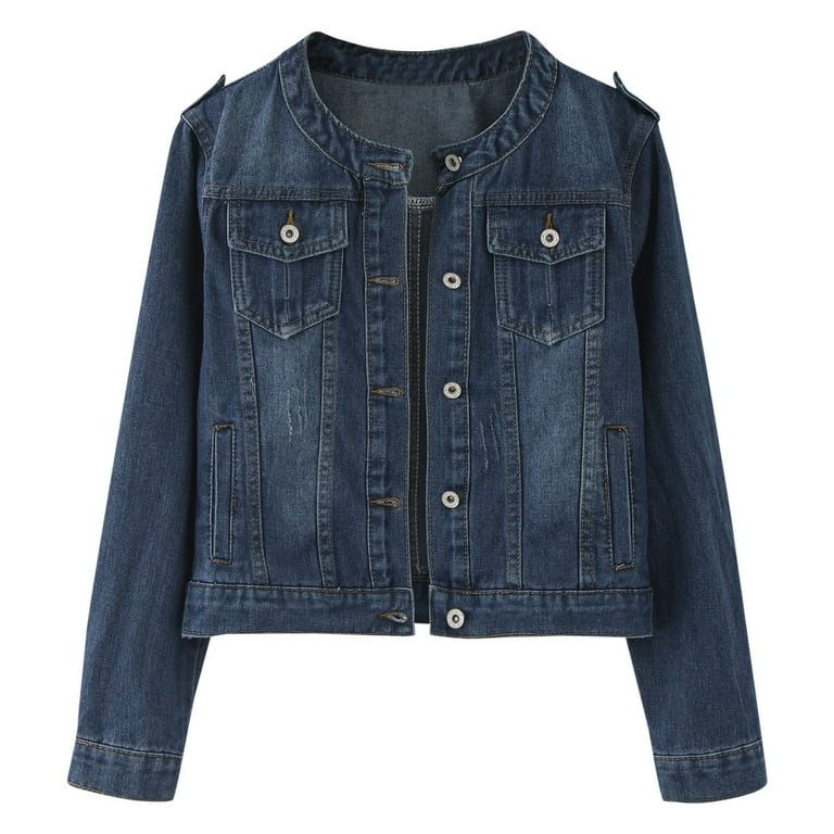 Womens Pocket Patchwork Jean Jacket Wool Lined Vintage Trendy Slimming Ladies Jackets Sleeveless Casual Denim Jacket Original Leather Jacket Women Res Denim Womens Fashion Jacket Fall Female Jean Walm...