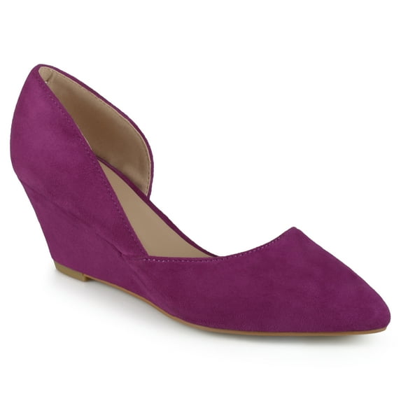 Womens Pointed Toe Faux Suede Classic D'orsay Wedges