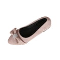 thumbnail image 1 of Womens Pointed Toe Flats with Rhinestone Bow - Velvet Slip On Ballet Flats, Low Heel Comfort Dress Shoes for Women, Khaki,Size 9, 1 of 9
