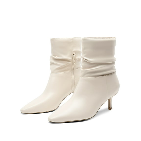 Womens Pointed Toe Heel Boots Stiletto Heels Mid-Calf Boots Zipper Booties