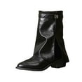 thumbnail image 1 of Womens Pointed Toe Mid Calf Boots Heel Fold Over Boots Pull On Non Fashion Boots Dress Tall Boots for Women(Color:Black,Size:7), 1 of 8