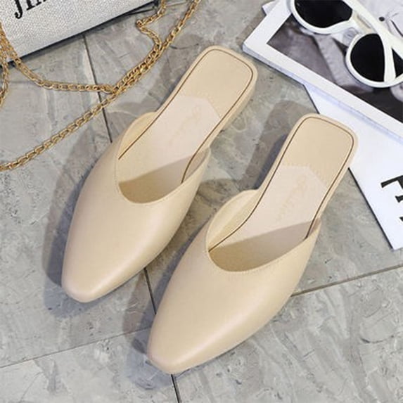 Womens Pointed Toe Mules Slip On Clogs Fashion Office Slides Shoes