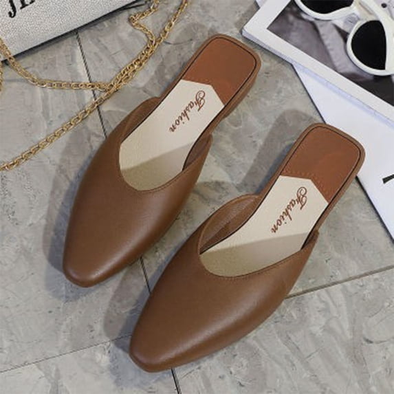 Womens Pointed Toe Mules Slip On Clogs Fashion Office Slides Shoes
