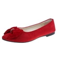 thumbnail image 1 of Womens Pointed Toe Suede Ballet Flats Bow-Knot Slip-Ons Dressy Casual Comfortable Wear to Work Loafers Red 9(42), 1 of 9