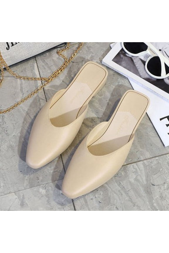 Womens Pointed Toe V Cut Mules Chunky Block Heels Slip On Clogs Fashion Office Slides Shoes