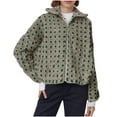 thumbnail image 1 of Womens Polar Fleece Jacket Full Zip Up Stand Collar Plaid Coat Long Sleeve Lightweight Casual Fall Winter Warm Outerwear, 1 of 5