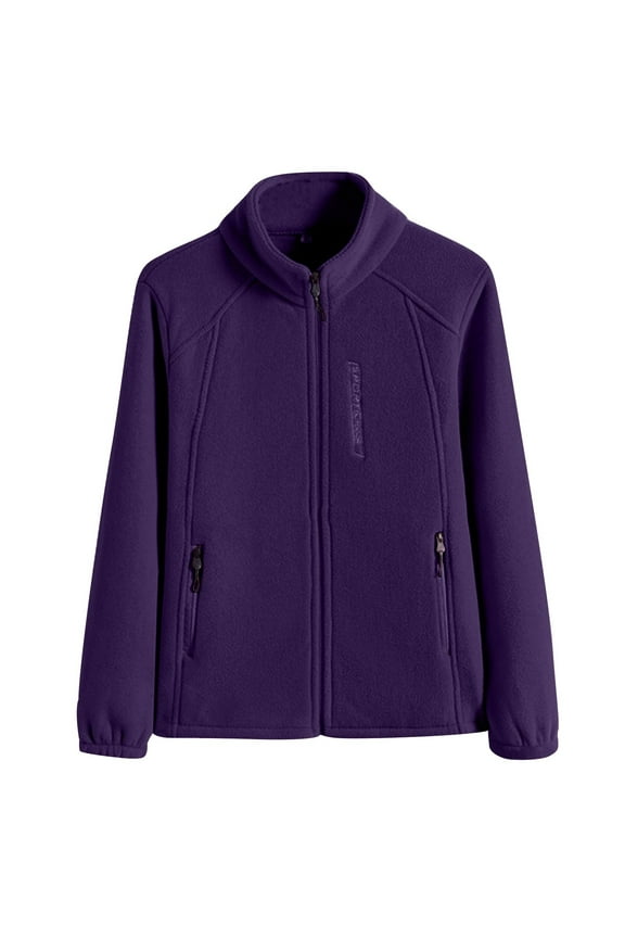 Womens Polar Fleece Jacket Thermal Zip Up Tops Patchwork Coats Pure Cowl Neck Jackets Long Sleeve Cardigan Top with Pocket Winter Casual Overcoat Stylish Cozy Outfits Outerwear