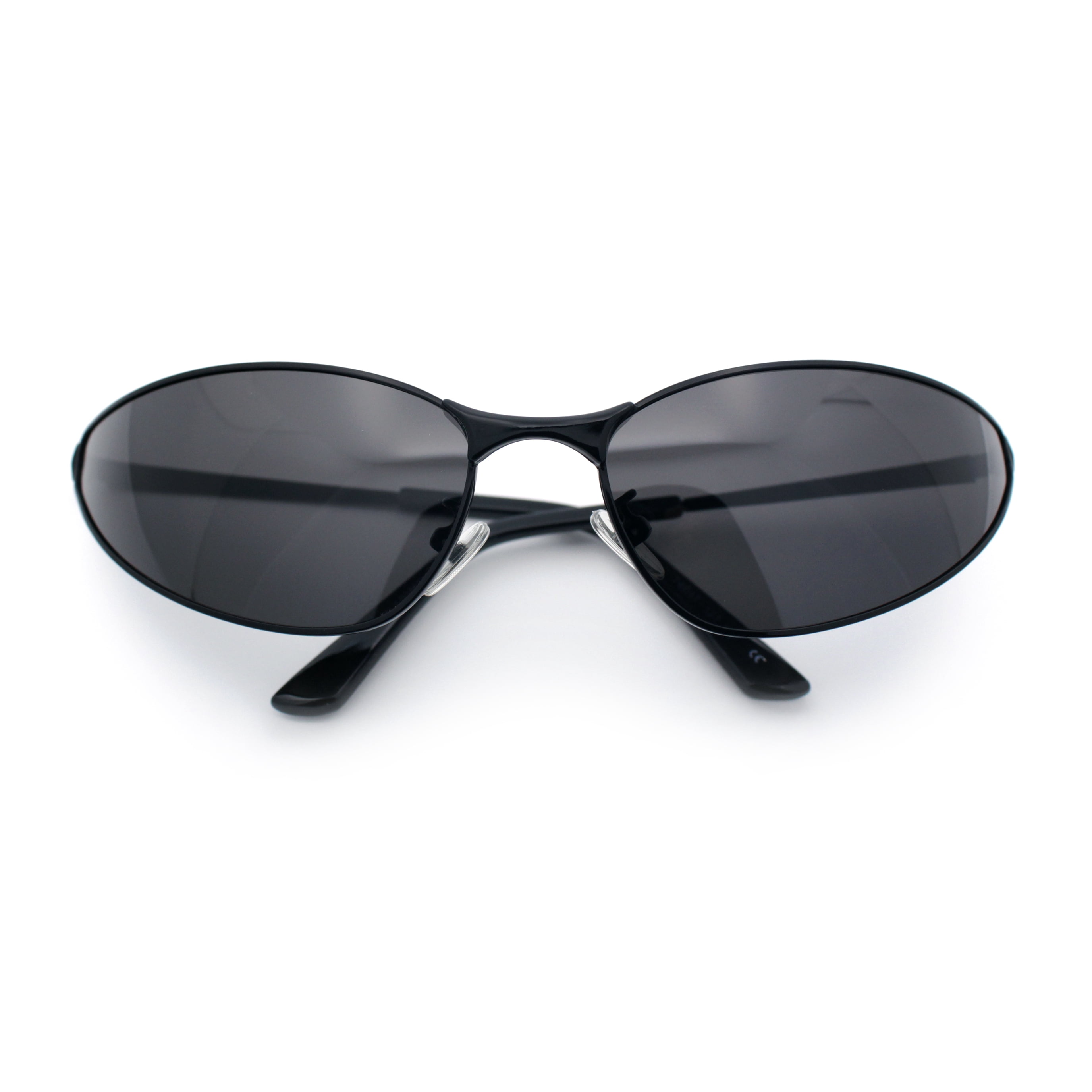 Womens Polarized 90s Modified Oval Cat Eye Metal Rim Fashion Sunglasses ...
