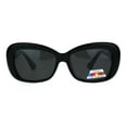 thumbnail image 1 of Womens Polarized Antiglare Lens Mod Rounded Rectangle Plastic Rim Sunglasses All Black, 1 of 3