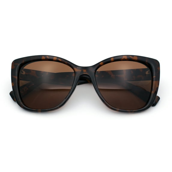 Womens Polarized Classic Oversized Chic Cat Eye Plastic Fashion Sunglasses Tortoise - Brown