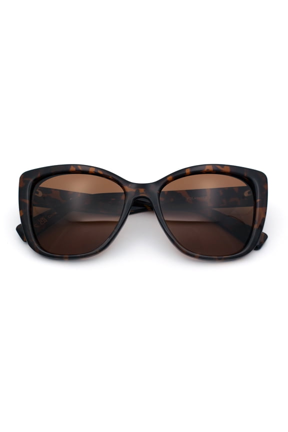 Womens Polarized Classic Oversized Chic Cat Eye Plastic Fashion Sunglasses Tortoise - Brown