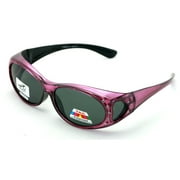 Womens Polarized Fit Over Glasses Sunglasses Rhinestone Rectangular Heart 60mm