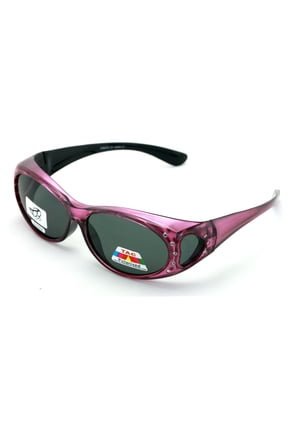 Womens Polarized Fit Over Glasses Sunglasses Rhinestone Rectangular Heart 60mm