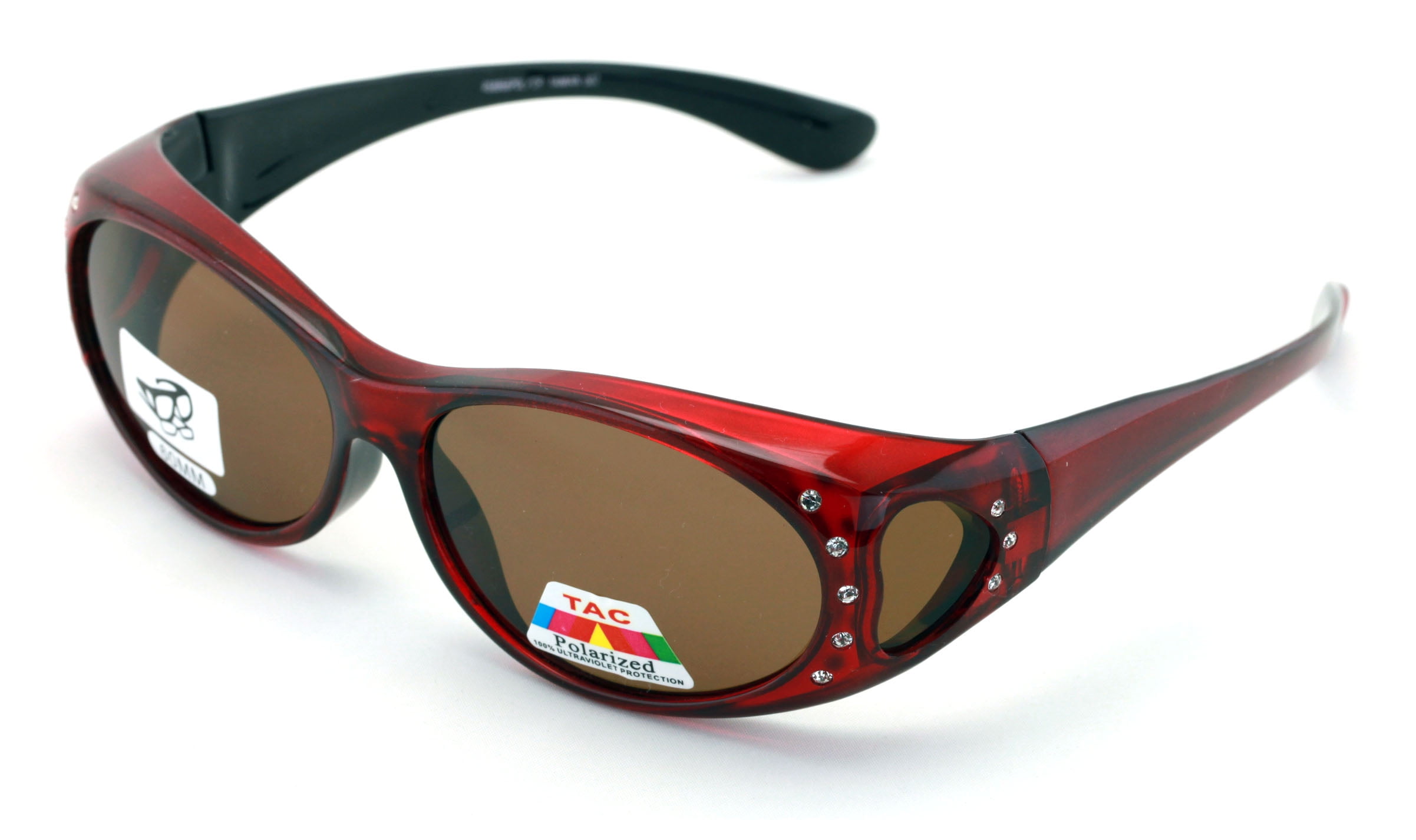 Polarized Fit Over Glasses Sunglasses with Rhinestone Rectangular Frame Womens Polarized Fit Over Glasses Sunglasses Rhinestone  main image 3